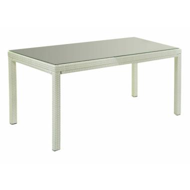 Tavolo rettangolare 160x90 cm 4 posti in alluminio rivestito in polyrattan e top in vetro temprato